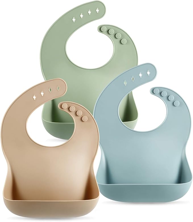 PandaEar Set of 3 Silicone Baby Bibs
