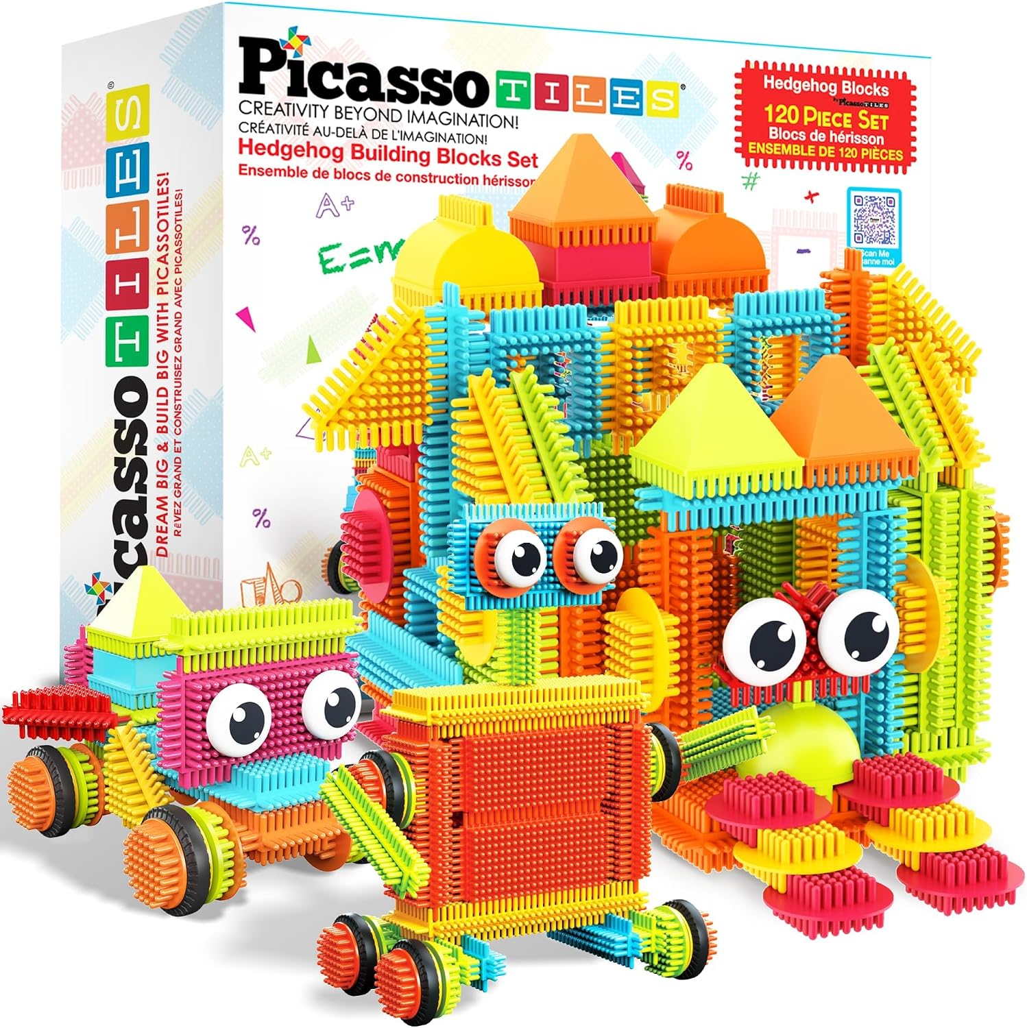 PicassoTiles 120pcs Hedgehog Interlocking Building Blocks